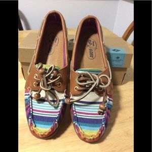 Sperry topsider leather and cloth shoes